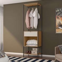 guarda-roupa closet modulado maverick 1 gv carvalho e off white 59 cm