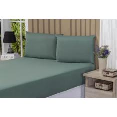 Lençol Casal com Elástico Micofibra 180 fios - JH, Verde escuro