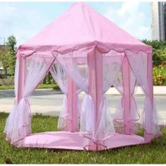 Barraca Infantil Dobrável Com Luzes Led Tenda Iluminada Cabana Rosa