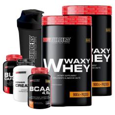 Kit 2x Whey Waxy Whey 900g + BCAA 100g + Creatina 100g + Cafeína 60 cáps + Coq - Bodybuilders-Unissex