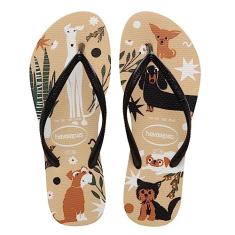 Chinelo Havaianas Feminino, Slim Pets 33/4 Dourado, Havaianas
