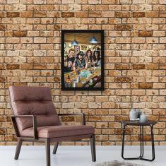 Quadro Decorativo Ícones Do Rock No Bar 45x34 Moldura Preta