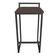 Banqueta Alta Lavínia Suede Base Preto Marrom