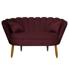 Namoradeira Pétala 2 Lugares Decorativa Veludo Bordô - Montanaris Decor