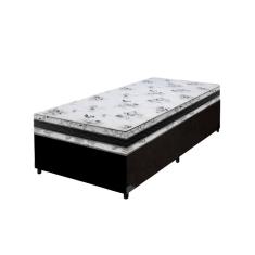 Cama Base Box Solteiro Super Confort Suede Preto + Colchão Solteiro Super Confort D33 24x88x188