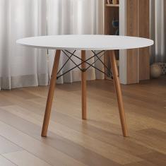 Mesa Eames Eiffel Infantil Tampo Redondo Gabi Mdp 60cm Branco 3 Pés em Madeira - Casa Prime