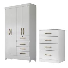 Kit Guarda Roupa Solteiro Sobral e Cômoda MS