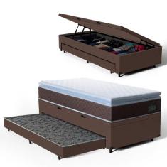 Cama Box Baú com Colchão de Espuma D33 Pillow Top Comfort Luxo + Auxil