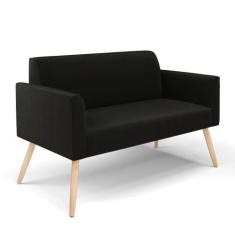 Sofá Namoradeira Pés Palito Natural Marisa Suede Preto - DRossi