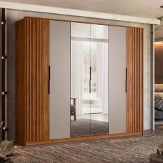 Guarda Roupa Casal com Espelho 6 Portas 6 Gavetas Ripado Atrice Demartêz