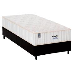  Cama Box Solteiro: Colchão Molas Ensacadas Plumatex MasterPocket Miami + Base CRC Courano Black(88x188)