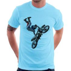 Camiseta Motocross Freestyle Trick - Foca na Moda, Azul bebê, P