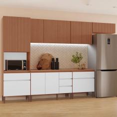 Cozinha Completa Modulada Raissa 100 MDF com 2 Balcões 12 Portas e 5 G