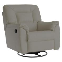 Poltrona Reclinável Giratória com Balanço Doha Couro Avelã - Gran Belo