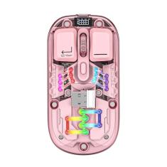 Mouse sem fio transparente de modo duplo Black Iron Ox H118 Mouse sem fio de modo duplo 2.4G + Bluetooth Tampa superior magnética com exibição de energia DPI Três graus ajustáveis