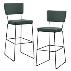 Kit 02 Banquetas Alta Para Cozinha Sala Base em Aço Fixa Allana L02 Li