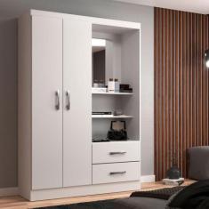 Guarda-Roupa Solteiro com Espelho Capelinha 2 PT 2 GV Branco - Modern