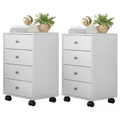 Kit Com 02 Mesa De Cabeceira Presence 9070 Branco Demobile B