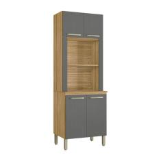 Armário Cozinha Paneleiro Duplo Forno Microondas Kits Paraná Freijó Gris