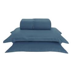 Kit Jogo Lençol Elástico 300 Fios Solteiro 2 Peças Marinho