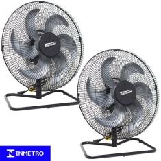 Kit 2 Ventiladores Mesa Chão 50cm 200W Turbo Turbão 6 Pás Vitalex OM50FP Preto