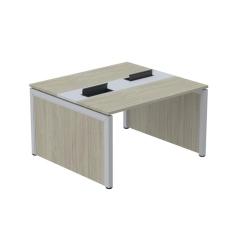 Mesa de Plataforma Dupla para 2 Pessoas Corporativa 130x140/2p Nogueira Casblanca/Cinza