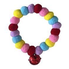 leconpet Colar de cachorro com pompom, coleira elástica para gatos, bola de pelúcia decorativa, colar atraente para animais de estimação com sino para tirar fotos, caminhadas, esportes ao ar livre (P,