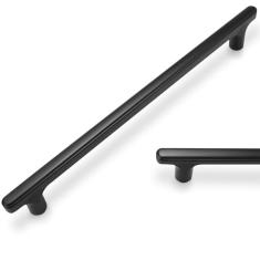 POVEFONK Pacote com 6 puxadores e puxadores de armário pretos - Preto fosco 10 polegadas (254 mm) Ferragens de gaveta