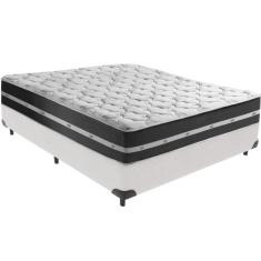 Cama Box e Colchão Classic Preto Molas ensacadas Casal Anjos,  Branco