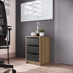 Gaveteiro Escritorio 3 Gavetas P1045 Mel/Grafite