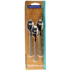 Conjunto Colher Cha Inox 3pcs Leme Cinza Tramontina
