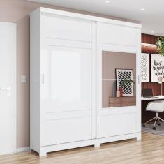 Guarda-Roupa Roupeiro 2 Portas Deslizantes 3 Gavetas Del Mare Henn Branco/Branco/Rosa Chá