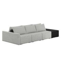 Sofá Ilha Modular Living Com Puff 342cm Georgia K04 Linho Cinza-preto - Mpozenato