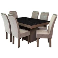 Conjunto Mesa com 6 Cadeiras Talismã New Premium Nevada, Tabaco/Preto