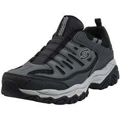 Skechers Tênis masculino Afterburn M fit Wonted, Carvão/Preto, 9.5 X-Wide