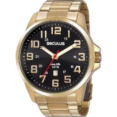 Relógio Masculino Seculus Analógico Dourado Aço 20807Gpsvda2