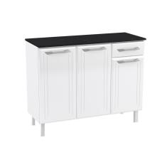 Balcão de Cozinha Topázio 3 Portas e 1 Gaveta c/Tampo 105cm Branco - Telasul