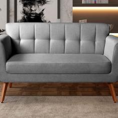 Namoradeira Sofá Bruna Moderna Decoração Sala Recepção Cinza