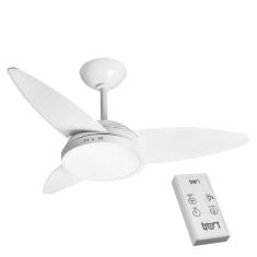 Ventilador Lykan Led Lampada Quente 110/127v 3p Clm Ctrl Remoto 130w   Branco