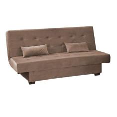 Sofá-Cama Casal 3 Lugares Laila Veludo Cappuccino - Modern