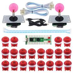 SJ@JX Kit de teclado mecânico para 2 jogadores, LED, fliperama, Raspberry Pi, botão LED, controle de joystick de luta, zero atraso, codificador USB retropie