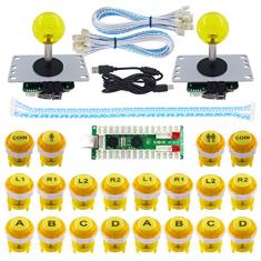 SJ@JX Kit de teclado mecânico para 2 jogadores, LED, fliperama, Raspberry Pi, botão LED, controle de joystick de luta, zero atraso, codificador USB retropie