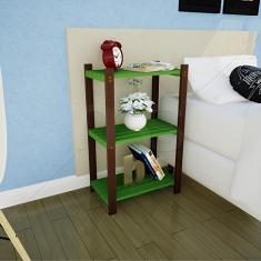 Estante Multiuso 3 Prateleiras Colors Suze Imbuia/Verde