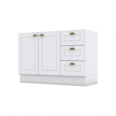 Balcão 03 Gavetas 02 Portas 120 Cm Americana Henn Branco Hp