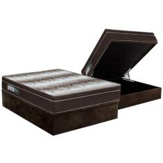Kit Cama Box Baú Casal com Colchão Ortopédico Suede Brown 138x188 Ortobom