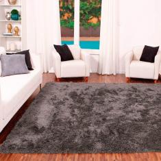 Tapete para Sala Shaggy Requinte Casa Dona 100x140cm Cinza