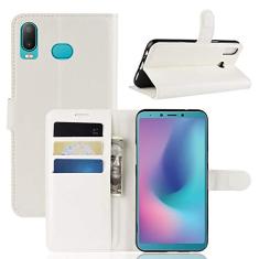 Capa para Samsung A6S, carteira flip de couro PU premium com compartimento para cartão, suporte e fecho magnético [capa interior à prova de choque de TPU] Compatível com Samsung A6S