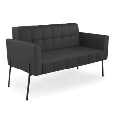 Sofá Namoradeira 2 Lugares Base Pé De Ferro Preto Elisa Corino Preto D03 - D`rossi