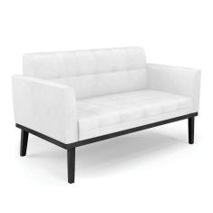 Sofá Namoradeira 2 Lugares Base De Madeira Preto Elisa Corano Branco D03 - D`rossi