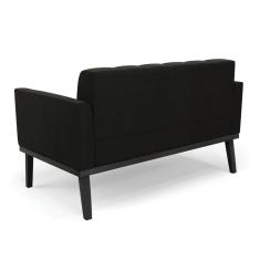 Sofá Namoradeira 2 Lugares Base De Madeira Preto Elisa Suede D03 - D`rossi Cor Preto